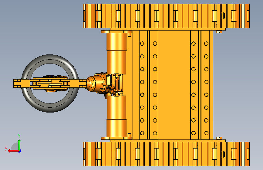 双履带式带升降平台轮胎搬运机械手CAD+三维sw 背面视图
