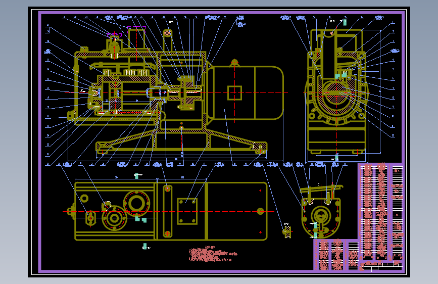 2XZ-8单级旋片式真空泵总装图-CAD图纸