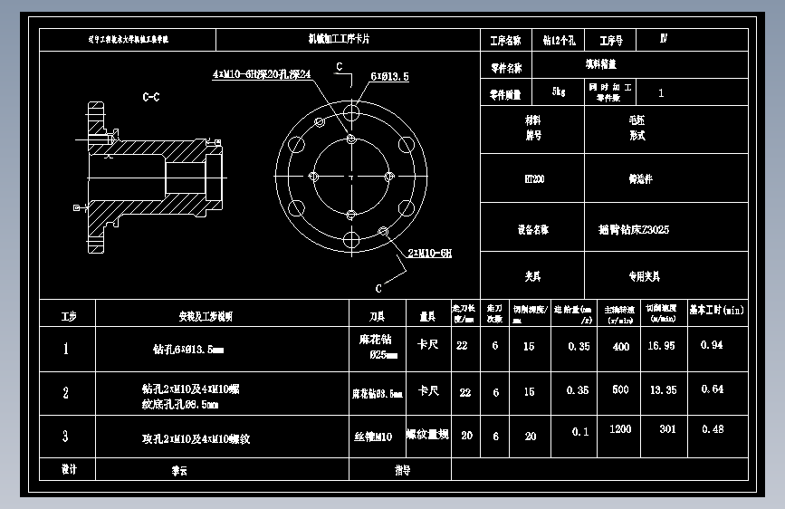 填料箱盖加工工艺及钻6-φ13.5孔夹具设计【方案2】【气缸夹紧】
