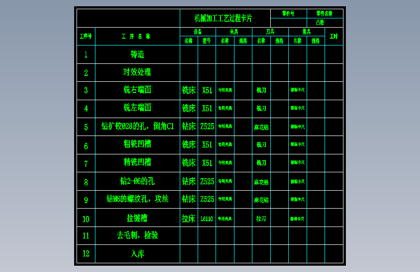 凸轮零件 加工工艺规程设计CAD+说明893956