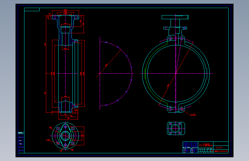 DN450 蝶阀_AutoCAD 2007_模型图纸下载 – 懒石网
