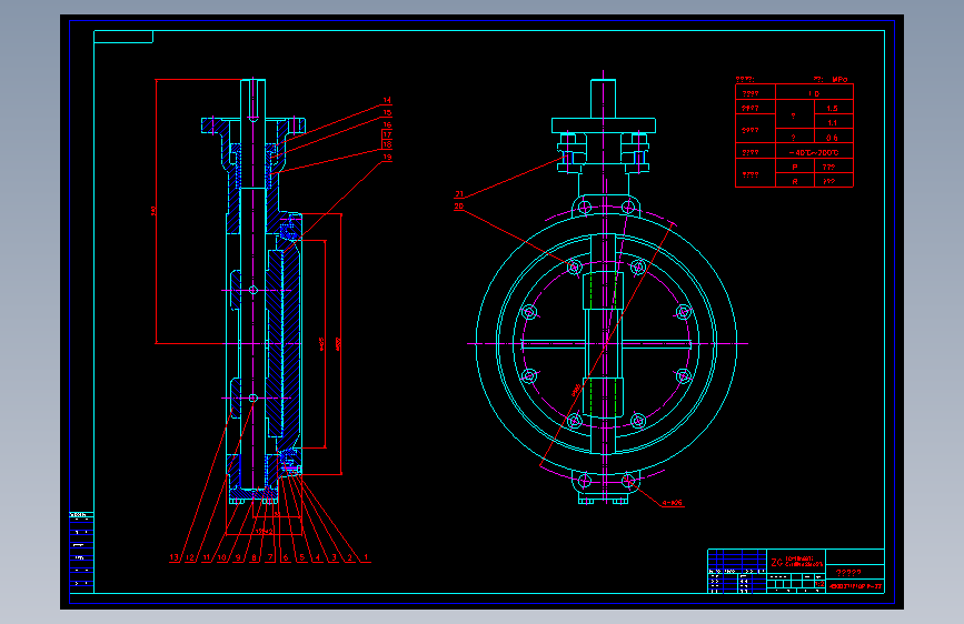 DN450 蝶阀_AutoCAD 2007_模型图纸下载 – 懒石网