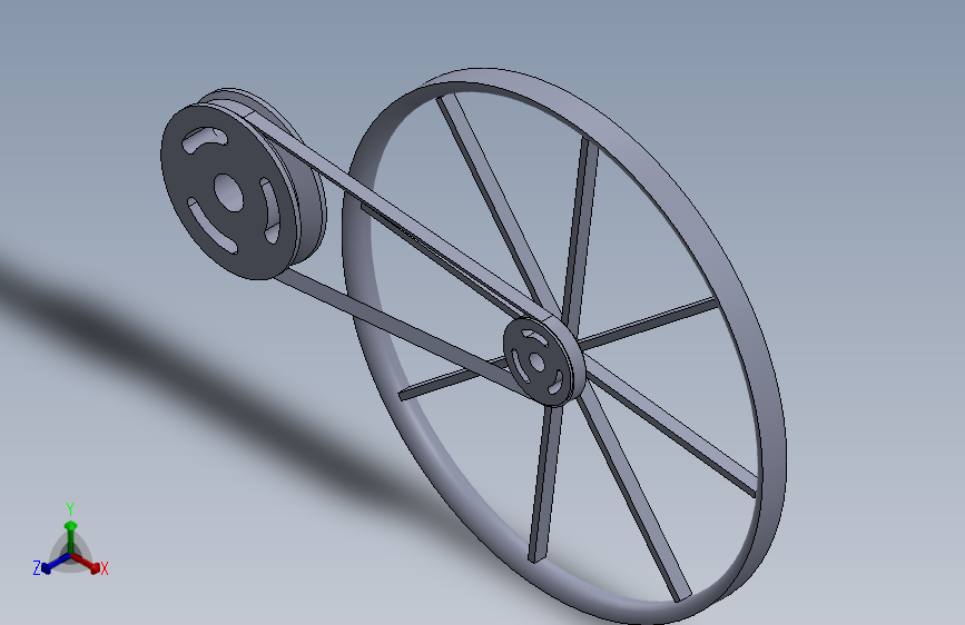 飞轮皮带和滑轮传动--sw三维  3d模型设计图