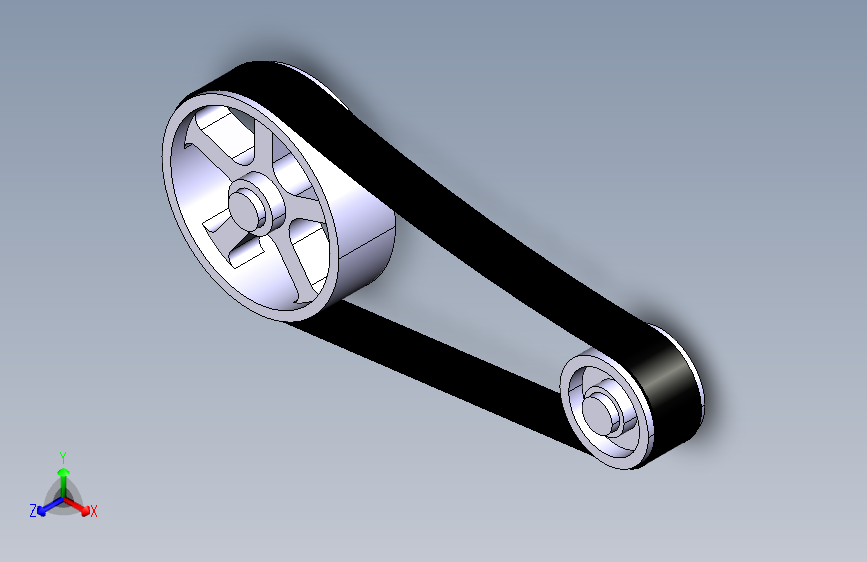 简单滑轮带--stp catia三维  3d模型设计图