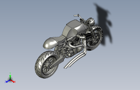 摩托车custom-naked-motorcycle-SolidWorks2010-stp-igs格式