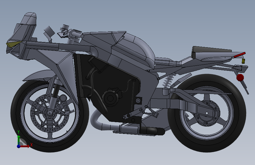 摩托车dragonfly-motorbike-SolidWorks2015 正面视图