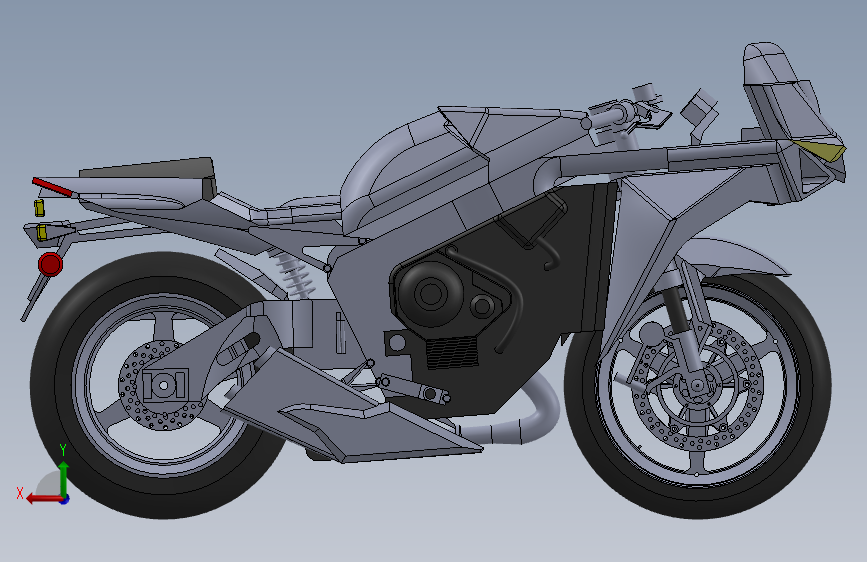 摩托车dragonfly-motorbike-SolidWorks2015 背面视图