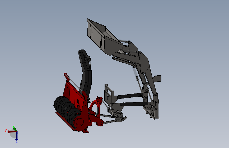 旋转式除雪机装载机构3D数模图纸 Solidworks设计