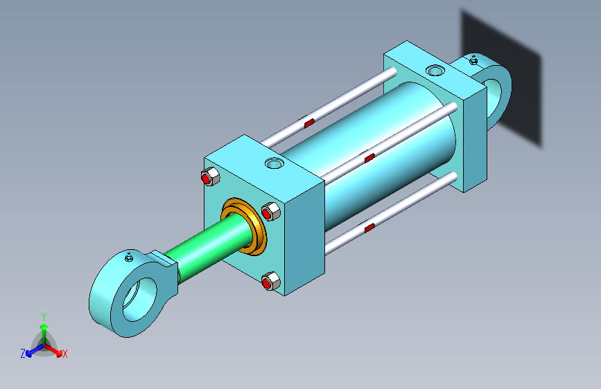 单活塞杆式液压缸含三维+CAD