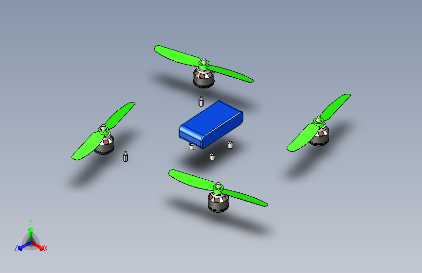 四旋翼无人机简易结构3D图纸