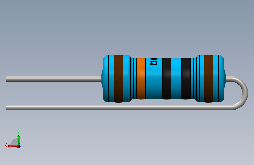 电容器 二极管 电阻器-Resistor Vertical 100K Ohm 1W 背面视图