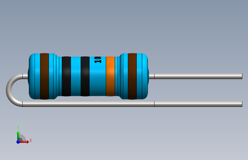 电容器 二极管 电阻器-Resistor Vertical 100K Ohm 1W 正面视图