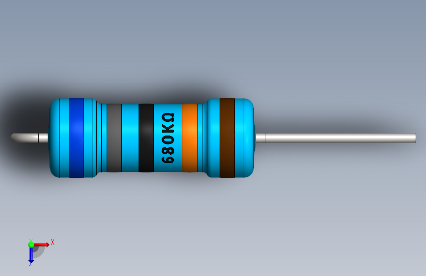 电容器 二极管 电阻器-Resistor Vertical 680K Ohm 1W_SOLIDWORKS 2019_模型图纸下载 – 懒石网