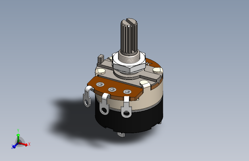 电位计-B10K Potentiometer ON OFF Switch_SOLIDWORKS_模型图纸下载 – 懒石网