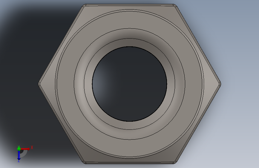 紧固件-Raw Steel Nut 0.2500 俯视图