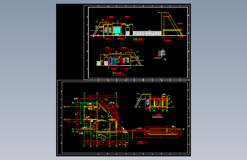 某工厂大门建筑设计施工CAD全套图纸