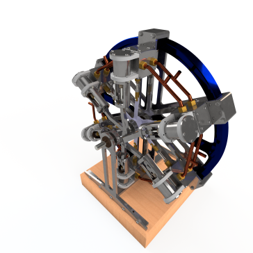 五缸星形径向发动机3D数模图纸 平面工程图