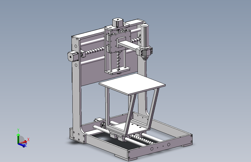 三轴雕铣机3d图纸+装配图CAD机械 sw绘制 小型龙门数控铣床3d模型