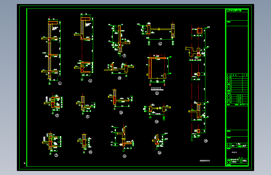 某地某转换层结构节点设计详图CAD图纸