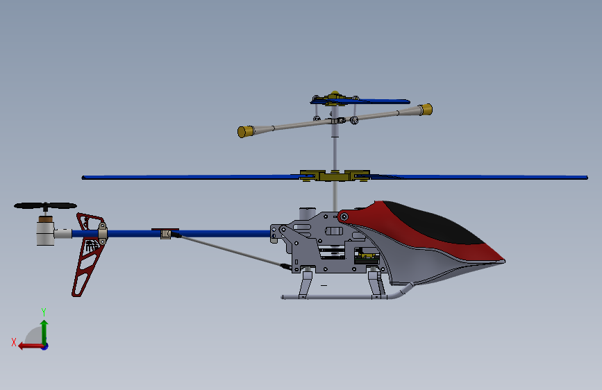 RC Helicopter遥控航模直升机 背面视图