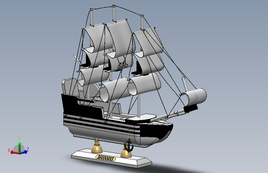 木帆船摆件模型3D图纸