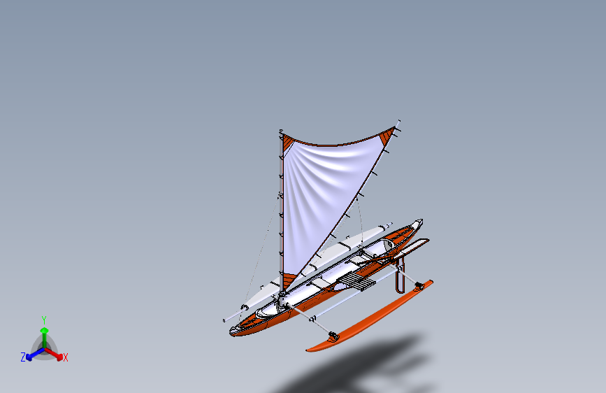 帆船独木舟3D模型图纸 Solidworks设计