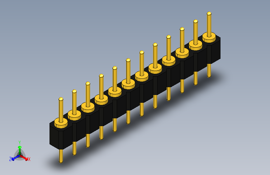 2.54毫米PCB连接器,单排,双头圆排针，100密耳，2.54毫米，1x1~1x12针，DIP接头，单排双头圆形针