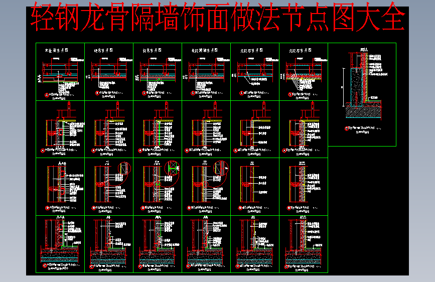 轻钢龙骨隔墙饰面做法节点图