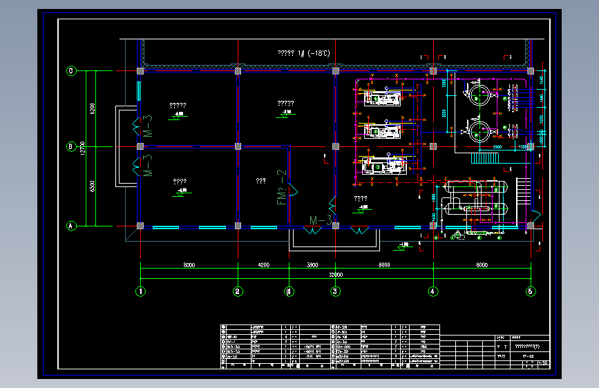 大型冷库氨制冷工艺设计cad详细施工图纸（含设计说明）