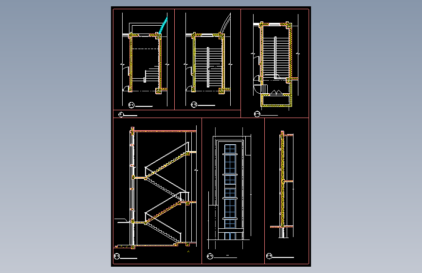 某市普通楼梯钢梯弧形楼梯及爬梯设计CAD参考节点大样图
