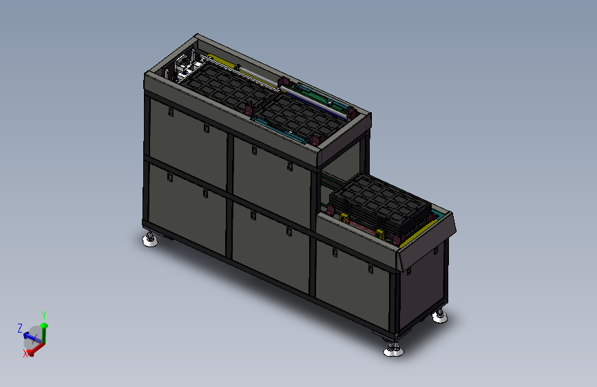 3c产品tray盘循环供料收料设备SW模型