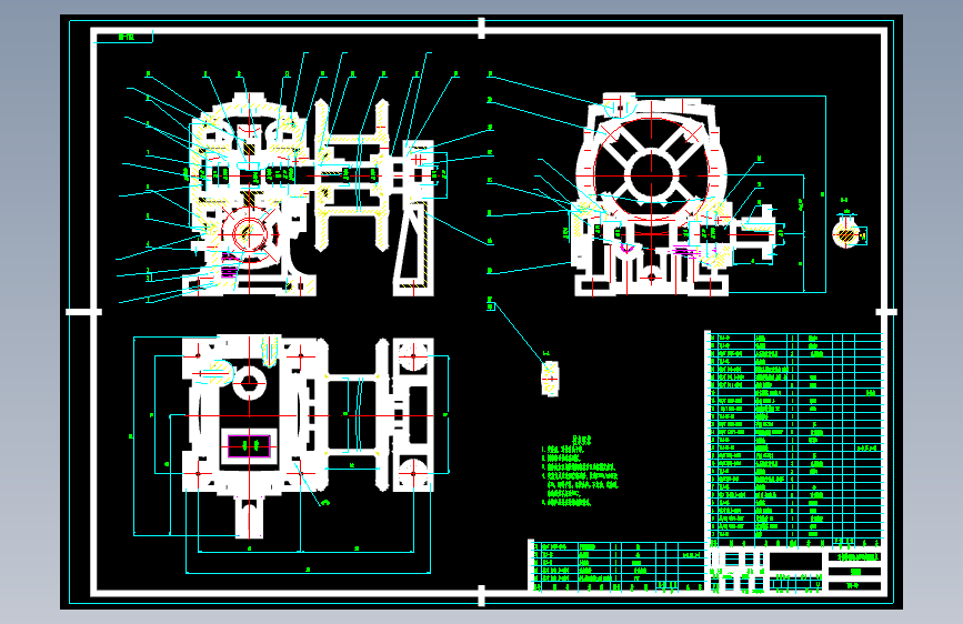 70型蜗轮减速器全套CAD设计图纸