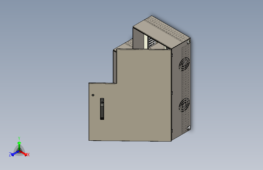 L 形电气外壳，带门，控制箱组件已组装-stp 三维 图纸
