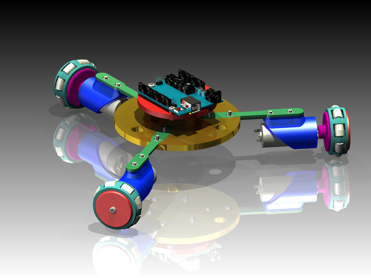 3Pod全向轮3D打印小车_Inventor 2014_模型图纸下载 – 懒石网