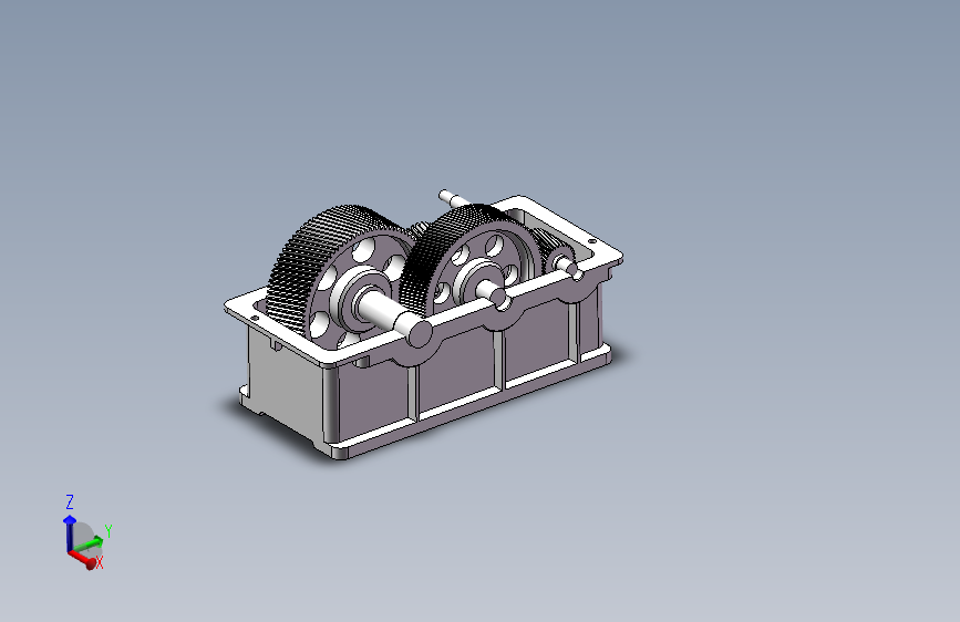 二级斜齿减速器三维