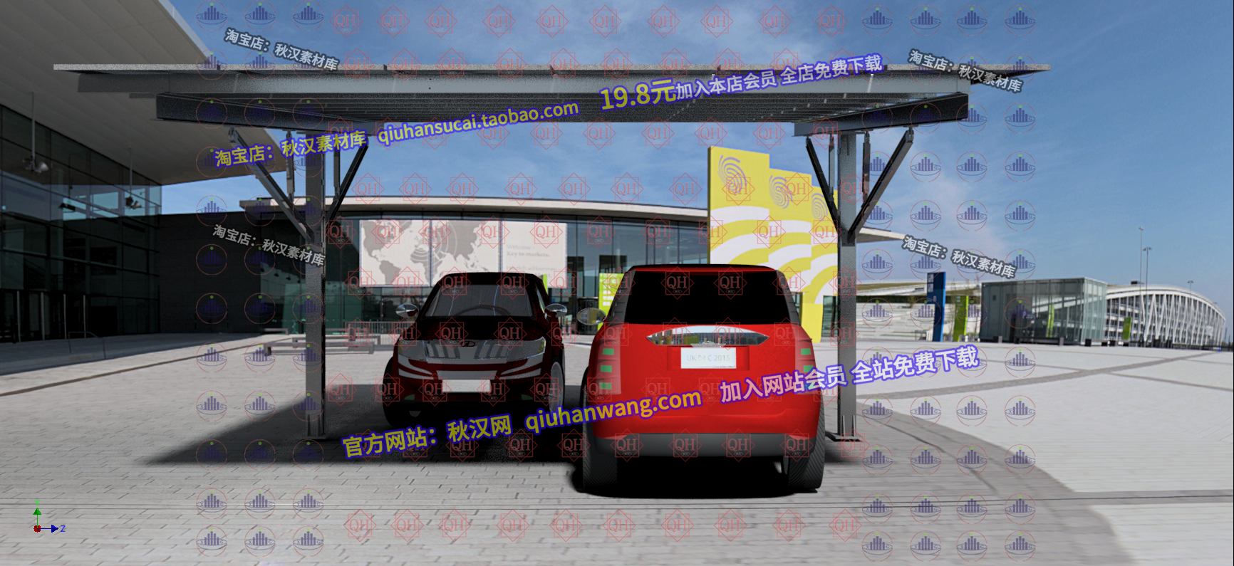 带太阳能模块的停车场结构--stp