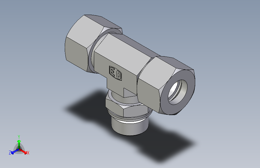 卡套式工业通用硬管接头EO_Adjustable_locknut_branch_tee_TEE20ZSMCF