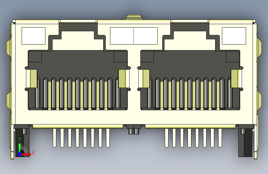 RJ45模块插孔连接 正面视图