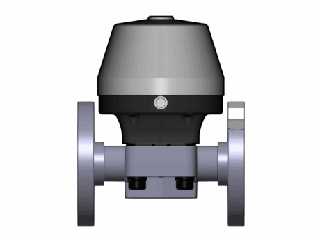 13DKMOAVCP NC 气动隔膜阀，常闭，固定法兰，钻孔ANSI B16.5条款150 FF。面对面根据EN 558-1 PVC-U