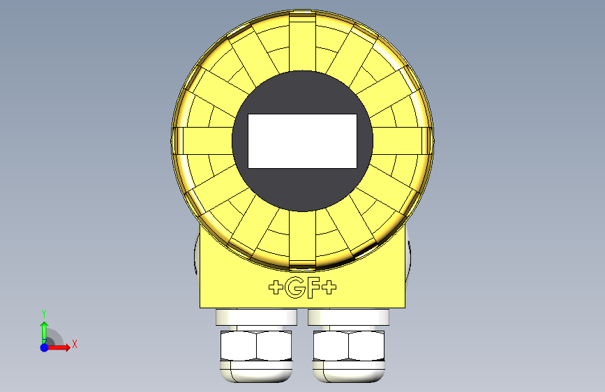 超声波设备TRANSMITTER-RANGE-4m-13.1ft-PVDF-BODY-4-20mA-2-WIRE-RELAY-HART-NPT-THREAD 正面视图