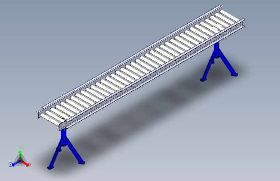 食品加工带三脚架支撑的滚轮输送线-igs stl