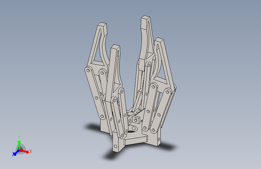 08-einfacher-griff四指机械爪结构3D数模图纸 Solidworks设计