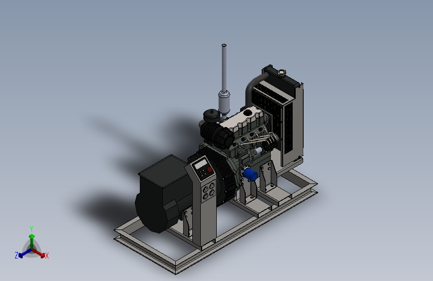 30Kw柴油发电机外形3D图纸 Solidworks设计 附STEP