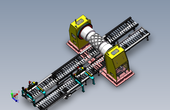 大型立式翻转切削加工生产线3D数模图纸 Solidworks17设计