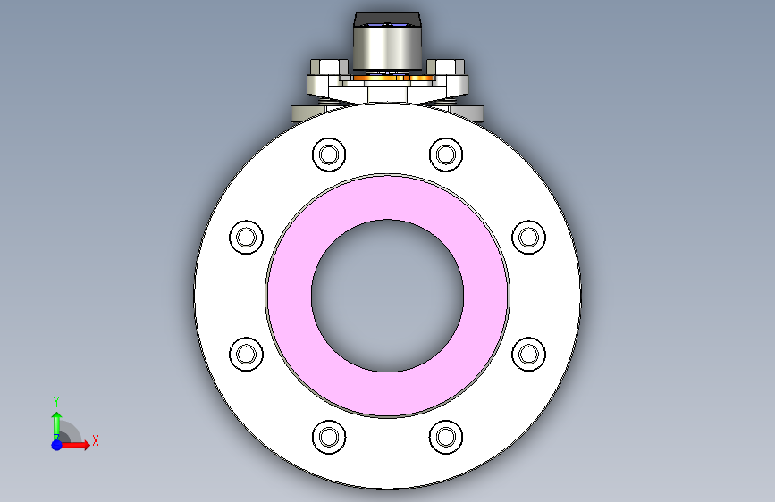 管道手动球阀-水管开关阀-手动阀门User Library-Flange C300DN100 正面视图