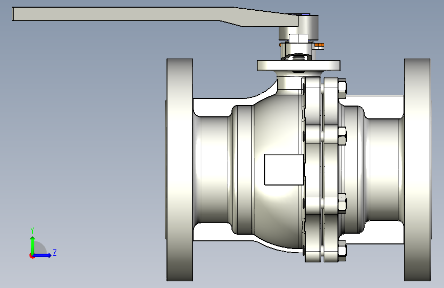 管道手动球阀-水管开关阀-手动阀门User Library-Flange C300DN100 左侧视图