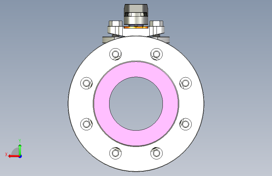 管道手动球阀-水管开关阀-手动阀门User Library-Flange C300DN100 背面视图