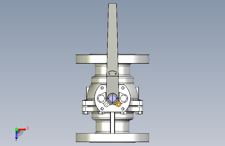 管道手动球阀-水管开关阀-手动阀门User Library-Flange C300DN100 俯视图