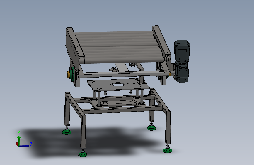 顶升旋转滚筒线3D数模图纸 Solidworks设计