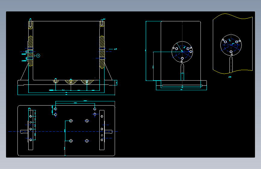 87-梳棉机箱体结合件钻孔组合机床（3个5.2孔）_AutoCAD 2004_模型图纸下载 – 懒石网